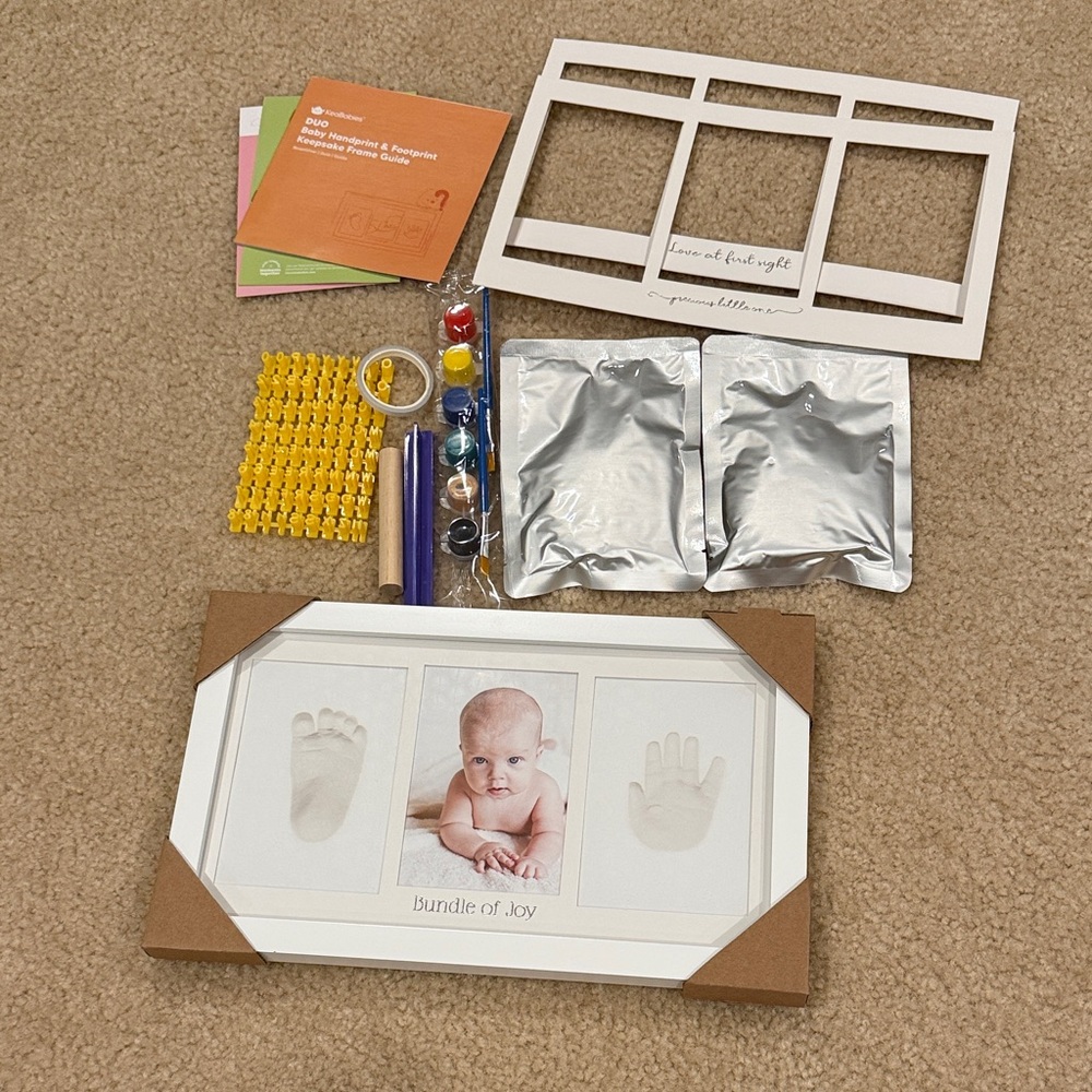 Baby Handprint & Footprint Keepsake Frame Kit - White